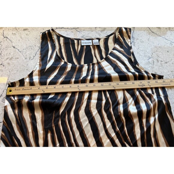 Chicos Womens Size Large Sleeveless Animal Zebra Print Black Brown Satin… - Picture 6 of 7